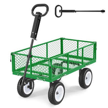 900 LBS Steel Garden Cart Heavy-Duty Wagon with 10" Tires, Detachable Panels & Adjustable Handle