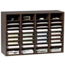 36-Compartment Wooden Literature Organizer Mail Sorter – (Brown)