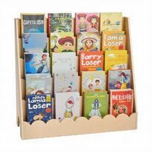 5-Tier Montessori Bookshelf Scalloped Front Facing Toddler Bookcase with Dual Hooks