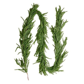 Realistic Norfolk Pine Garland Evergreen Real Touch Artificial Faux Greenery Xmas Decoration (6FT)