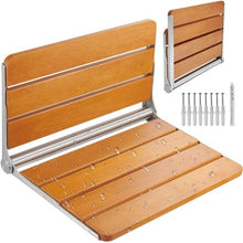 Folding Teak Shower Seat Wall-Mounted Fold-Down Bench 500 LB Capacity