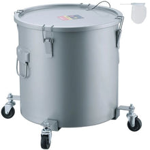 10-Gal Fryer Grease Bucket with Caster Base Rust-Proof Coating Lid Filter Bag – (Gray)