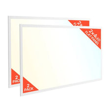 2x4 FT LED Flat Panel Light 7800LM Flush Mount Ceiling Fixture 30W/40W/50W Selectable 4000K/5000K/6000K 0-10V Dimmable Ultra Slim (2 Pcs)