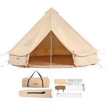 3m Canvas Bell Tent – 4 Season Yurt Tent with Stove Jack for 4 Person Camping