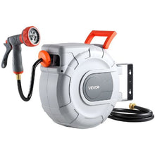 Retractable Garden Hose Reel 1/2" x 50 FT Wall Mounted with 9-Function Nozzle180° Swivel & Auto Rewind