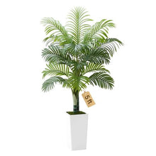5 ft Artificial Areca Palm Tree with White Tall Planter for Home Office Indoor Outdoor