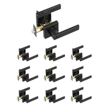 Privacy Door Handle Matte Black Reversible Door Lever with Keyless Lock 45° Turn Square Interior for Bed & Bath (Pack of 10)