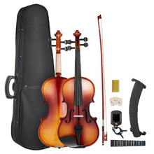 4/4 Full Size Violin Set for Adults Glossy Brown Solid Wood Fiddle with Hard Case & Accessories