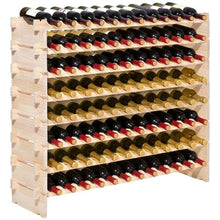 96 Bottle Stackable Wine Rack – 8-Tier Solid Wood Freestanding Storage for Pinot Noir – Modular Floor Wine Holder