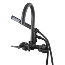 Clawfoot Tub Faucet Wall-Mount Bathtub Filler with Handheld Shower Matte Black Adjustable Arms & Gooseneck Spout