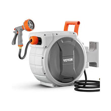 84 ft Retractable Garden Hose Reel 1/2" Wall-Mounted Hose Reel with 9-Pattern Nozzle & 180° Swivel Bracket