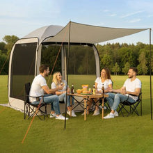 6 x 6 ft Pop-Up Screen Tent with Awning, 4–6 Person Screened Canopy Shelter with Netting Sides & Carry Bag – (Beige)