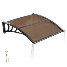 38 x 40 in Door Awning Canopy Polycarbonate Front Door Cover Rain & UV Protection (Brown)