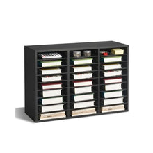 27-Compartment Literature Organizer with Removable Shelves Wooden Mailbox Sorter (Black)
