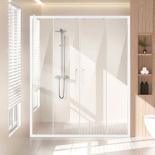 Semi-Frameless Shower Door 57.8-59 W x 70 H in Double Sliding Glass 1/4 in (6mm) Tempered Glass Chrome Hardware