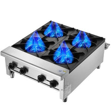 Commercial 4-Burner Gas Stove 112,000 BTU Propane/Natural Gas Range Stainless Steel