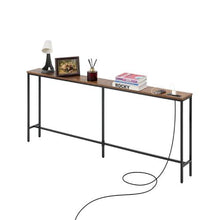 70.9" Narrow Metal Frame Console Table with Charging Station