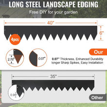 6 Inch x 13.3' Ft Hammer-in Edging Border with 6 Clips Steel Garden Edging Borders Steel Landscape Edging JC40*6in (Pack of 4)