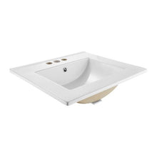 20.08" x 18.31" Rectangular Semi-Recessed Bathroom Sink White Ceramic Basin with Overflow 3-Hole Faucet