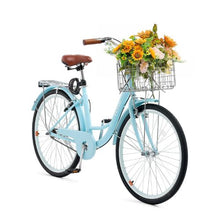 26" Light Blue Beach Cruiser Bike 1-Speed with Basket & Rear Rack for Cycling Exercise & Shopping