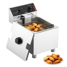 Commercial Electric Deep Fryer 1750W 12.15Qt Stainless Steel Fryer with Basket Lid & Temp Control (Silver)