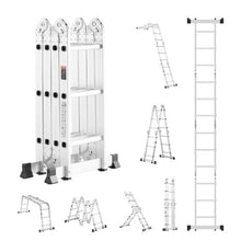 7-in-1 Folding Ladder 12 FT Adjustable Extension Ladder A-Frame Telescoping Ladder 330 LB Capacity