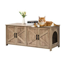 47.2-Inch Cat Litter Box Enclosure for 2 Cats Hidden Double-Room Cabinet Fits Most Litter Boxes Greige