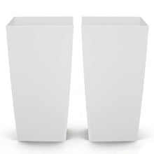 30" Tall Planters Large White Tapered Outdoor Flower Pots with Casters Inner Pots & Drainage Set of 2