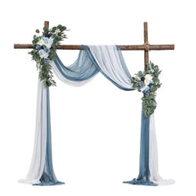 21' Ft Blue and White Wedding Arch Draping Fabric Reception Backdrop Wedding Decoration Artificial Wedding Arch Flowers Kit XH-HQ06 (Pack of 4)