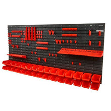30-Bin Wall Storage Bins with Panels & Hooks Parts Organizer (Black & Red)