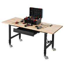 60-Inch Adjustable Workbench 2000 LBS Capacity 60 x 24-Inch Oak Top Drawer & Power Outlets