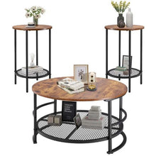 31.5-Inch Round Coffee Table Set Coffee Table with 2 End Tables Metal Legs (3-Piece)