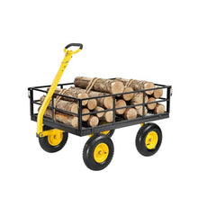 1200 LBS Steel Garden Cart 2-in-1 Utility Wagon with 13" All-Terrain Tires Removable Mesh Sides & Rotating Handle