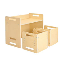 Montessori Toddler Table and Chair Set with 2 Chairs Adjustable Height Natural