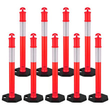 48" Traffic Delineator Posts with Weighted Base & Reflective Strips, Red, for Construction & Parking