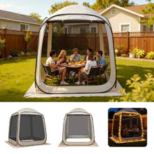 6 x 6 ft Pop-Up Screen Tent, 4–6 Person Screened Canopy Shelter with Netting Sides Stakes & Carry Bag – (Beige)