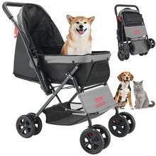 44 lbs Pet Stroller Foldable 4 Wheels Dog Stroller with Brake up to Travel Camp GS303