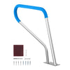 39 x 32 in Stainless Steel Pool Handrail Rustproof Safety Rail with Base Plate & Grip Cover