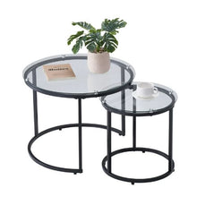 23-24 In Glass Nesting Side Tables Set of 2 for Small Spaces