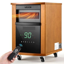 Infrared Heater 1500W Electric Space Heater 3 Heat Settings Remote 12H Timer Wheels (Light Wood)