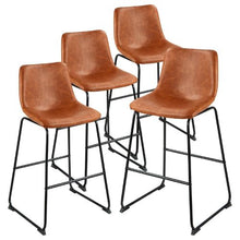 26-Inch Modern Bar Stool Set with Backrest Metal Legs Easy Assembly Armless Bar Chairs  for Kitchen Dining Room (Brown)