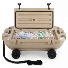 40 QT Floating Cooler with Wheels & Tow Rope Floating Ice Chest with Dry Storage Apricot