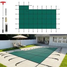 20x38 ft Inground Pool Safety Cover with Right Step Mesh Winter Cover with Hardware