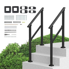 2-3 Steps Black Outdoor for Seniors Porch Deck Handrails FG-23-2 (2 PCS)