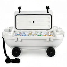 40 QT Floating Cooler with Wheels & Tow Rope Floating Ice Chest with Dry Storage (White)