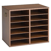 Wood Literature Organizer 12 Compartments Adjustable Shelves Countertop File Sorter (Brown)