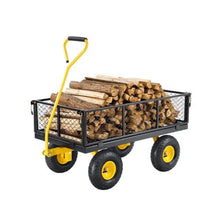 900 LBS Heavy-Duty Steel Garden Cart Utility Wagon with 10" Tires & Removable Mesh Sides