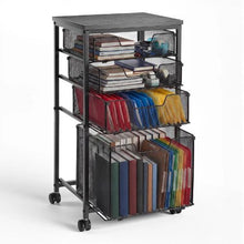 Rolling File Cart 4-Tier Filing Cabinet with Wheels 45 LBS Capacity (Black)