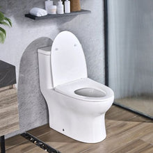 Elongated One-Piece Toilet Vortex Dual-Flush 1.0/1.28 GPF Comfortable Chair Seat Standard Height 12" Rough-In White & Silver Easy-Clean Skirted Design
