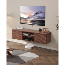 60 In Floating TV Stand Wall Mount Entertainment Center with Adjustable Shelf & Sliding Doors 2-Tier TV Shelf with Storage Cabinet - (Walnut)
